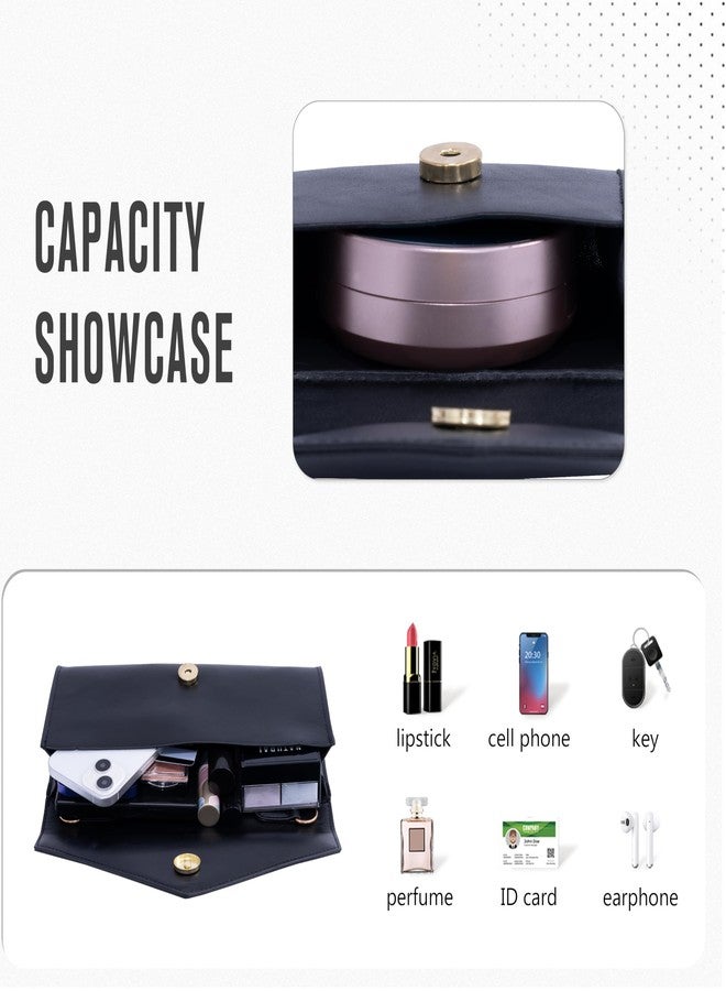 Larcenciel مجموعة حقائب كلتش ظرف من لارسينسيل 2 قطعة مع حزام سلسلة ومحفظة متطابقة، حقائب يد نسائية جلدية سوداء، حقائب أنيقة للحفلات عبر الجسم للفعاليات الرسمية، الزفاف، الكوكتيل، الحفلات الراقصة - Image 5