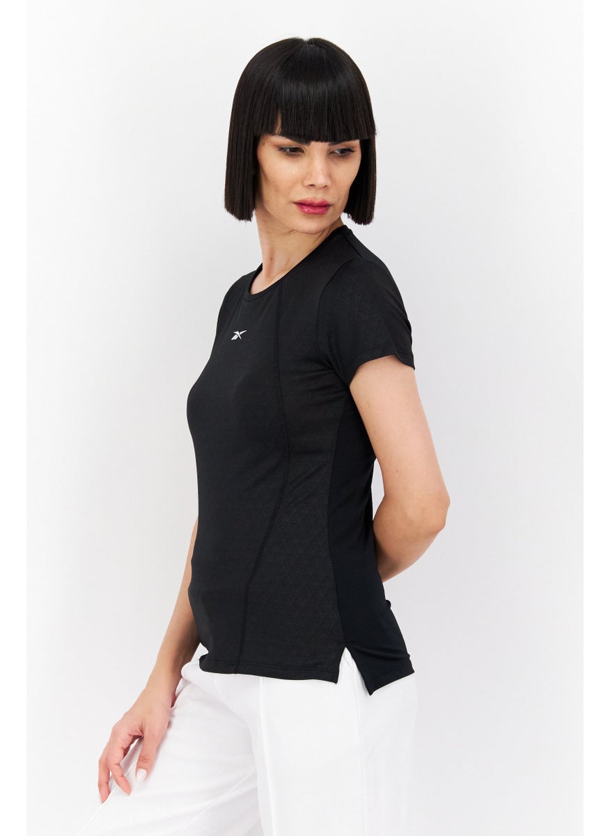 Reebok Women Sportswear Fit Training Brand Logo Top, Black  - Image 2