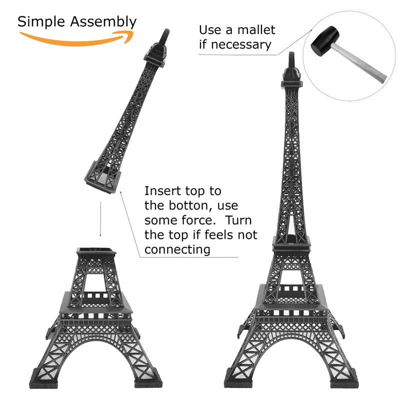 allgala 15" Eiffel Tower Statue Decor Alloy Metal, Black - Image 4