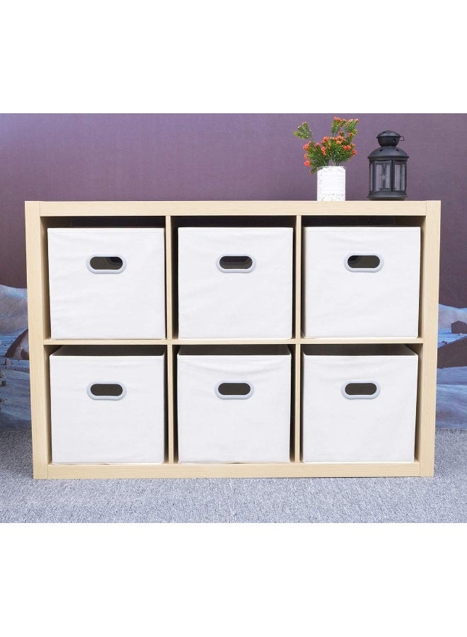 MAX Houser 6 Pack Foldable Fabric Storage Bins with Handles  Ideal for Closet Organization Bedroom and Nursery Beige 12x12x12 - Image 5