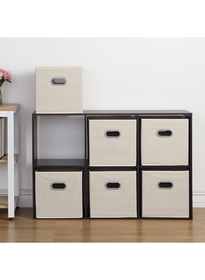 MAX Houser 6 Pack Foldable Fabric Storage Bins with Handles  Ideal for Closet Organization Bedroom and Nursery Beige 12x12x12 - Image 2
