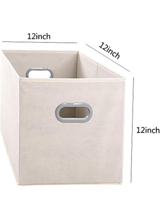 MAX Houser 6 Pack Foldable Fabric Storage Bins with Handles  Ideal for Closet Organization Bedroom and Nursery Beige 12x12x12 - Image 4