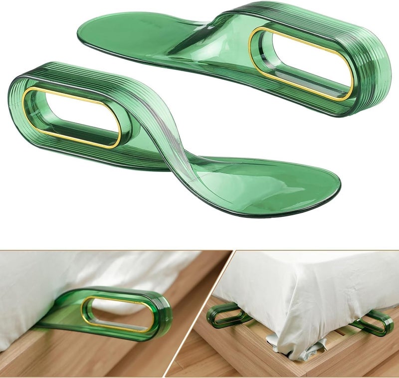JIALTO 2 Pcs Bedsheet Tucker Tool – Mattress Helper for Tight Sheet Tucking, Easy Bed Making, Ergonomic Design, Durable Plastic Sheet Tucker Clip, Fits Under Mattress Corners (Green) - Image 1