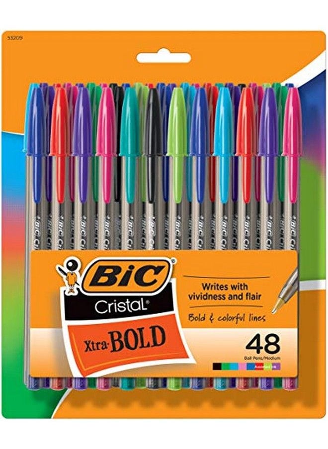 Bic قلم حبر جاف كريستال إكسترا بولد فاشون، 48 عبوة، ألوان متنوعة جديدة، نقطة متوسطة 1.6 مم، أقلام ملونة رائعة لتدوين الملاحظات والمستلزمات المدرسية للبالغين والأطفال.  - Image 1