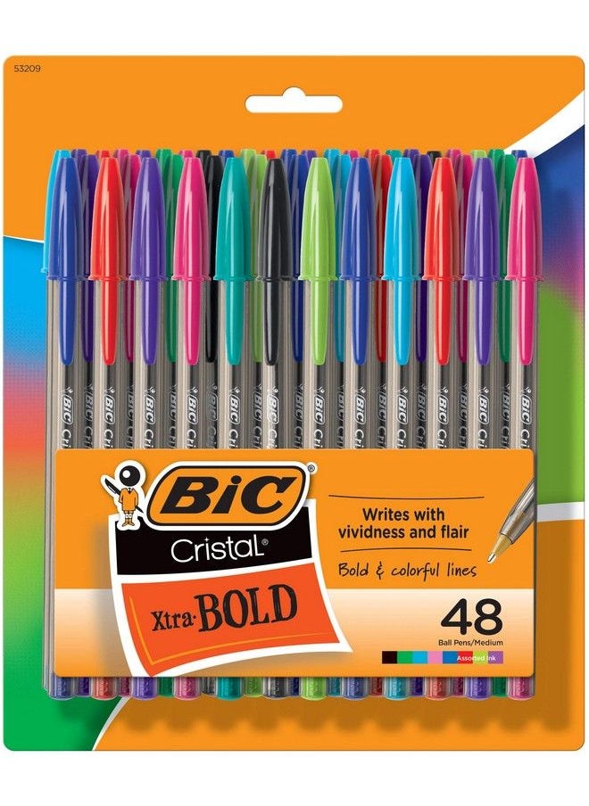 Bic قلم حبر جاف كريستال إكسترا بولد فاشون، 48 عبوة، ألوان متنوعة جديدة، نقطة متوسطة 1.6 مم، أقلام ملونة رائعة لتدوين الملاحظات والمستلزمات المدرسية للبالغين والأطفال.  - Image 2