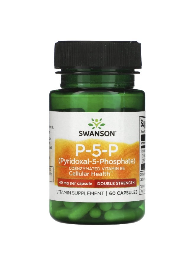 SWANSON سوانسون، P-5-P، قوة مزدوجة، 40 ملغ لكل كبسولة، 60 كبسولة - Image 1