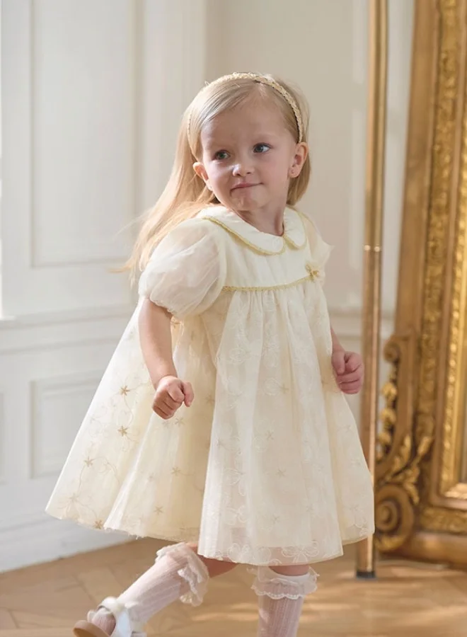 ديف اند بيلا فستان تول أنيق للبنات بياقة بيتر بان