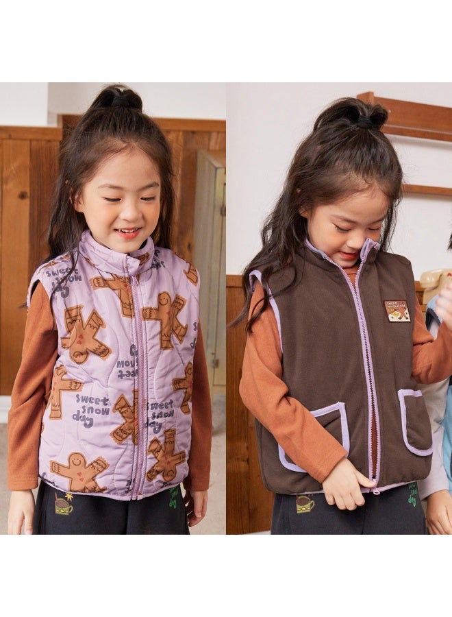 Bbqb Kidsren's Vest Autumn And Winter Thickeneded Girls' Vest Double-sided Baby Thermal Vest Outer Wear Boy's Jacket