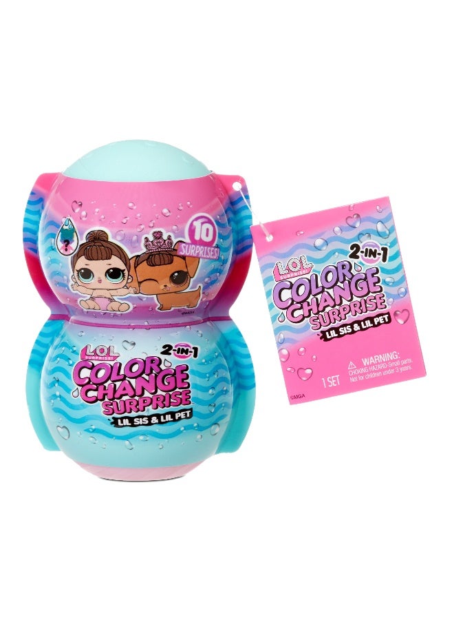 L.O.L. Surprise! Color Change 2-in-1 Me & My Lil Sis & Lil Pet in PDQ, 10 surprises - Image 1