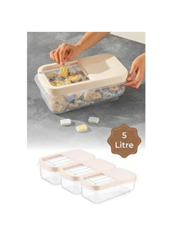 Dunya Plastik Dunia Off-White Grain/Cereal Container 5 Lt with Slide Lid - Storage Solution - BPA-Free - L=34.5cm W=19cm H=13cm  - Image 1