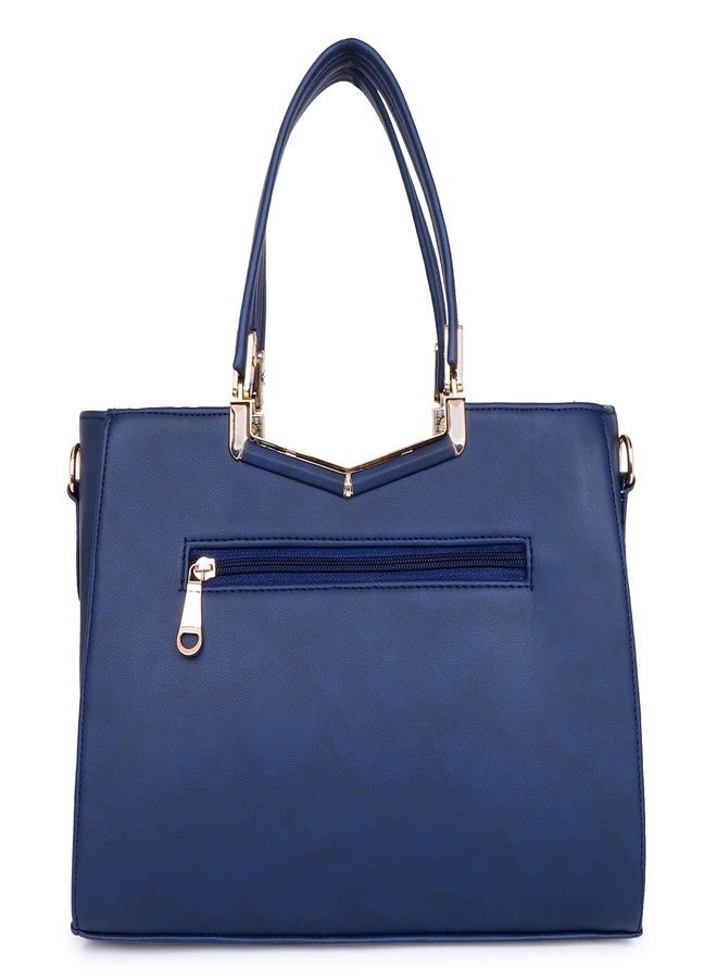 digNity Hand bag for women Synthetic Leather Cross body Ladies purse adjustable Satchel travel (Navy Blue) - Image 2