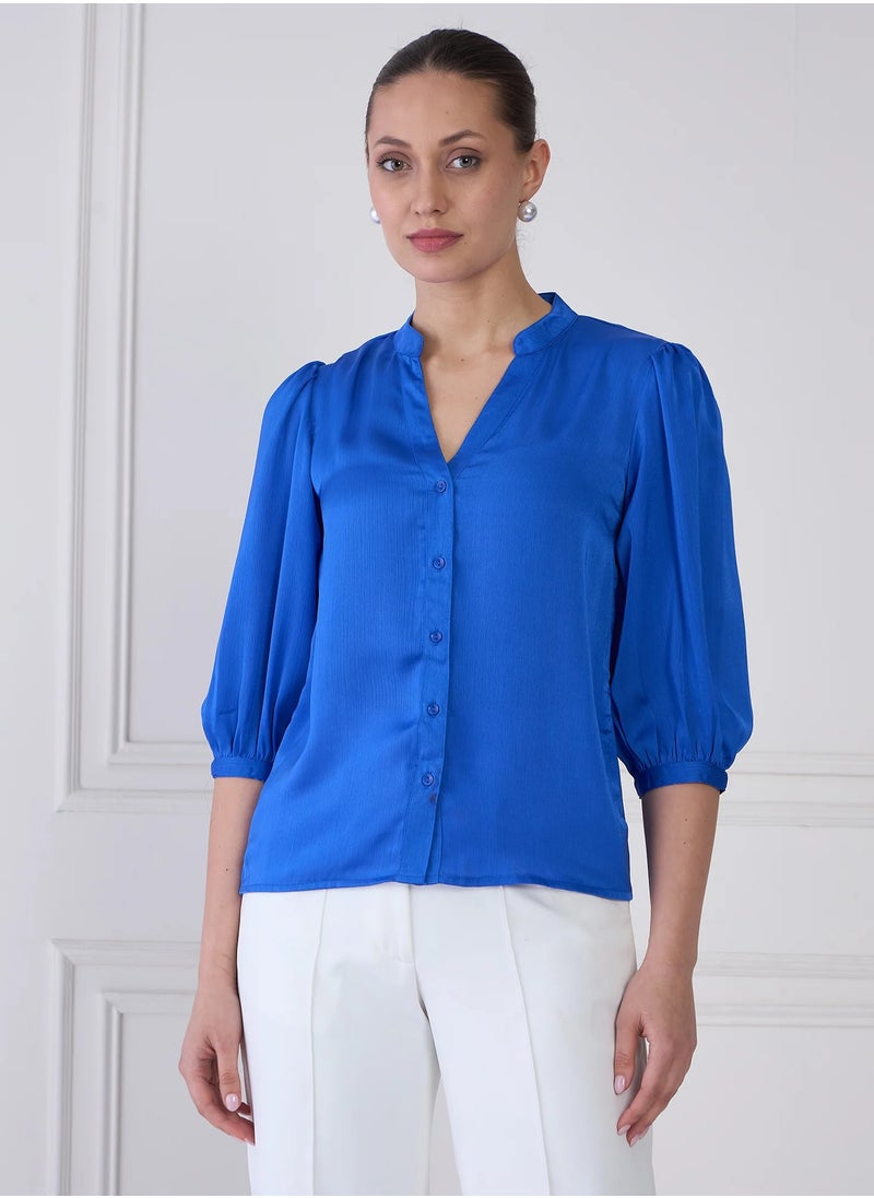 Salt Attire Stylish Band Collar Top with Contrast Pattern Placement, Button Down Opening, and Chic 3/4th Length Blouson Sleeves for Effortless Everyday Fashion - pzsku/Z65BD9905FBE8795F02B1Z/45/_/1732172071/c78ec2c7-6cd2-45db-97a6-400ff797b238