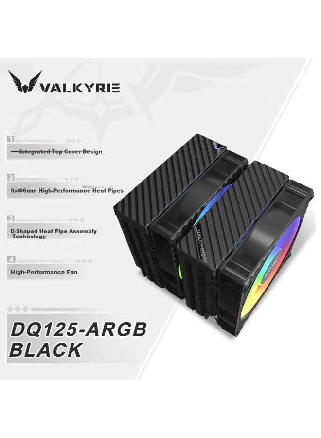 Valkyrie Dq125 Argb Black Vk Cpu Air Cooler Dual Tower Reverse Gravity 6 Heatpipe Direct Touch Supports Lga1700/1851 Am5 Argb Lighting - Image 1