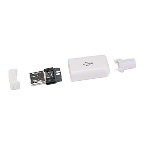 CentIoT - 10pcs White Type B Micro USB MALE USB 2.0 - 5 Pin Plug Connector - With Plastic Cover - DIY Kit (6mm White) - Image 1