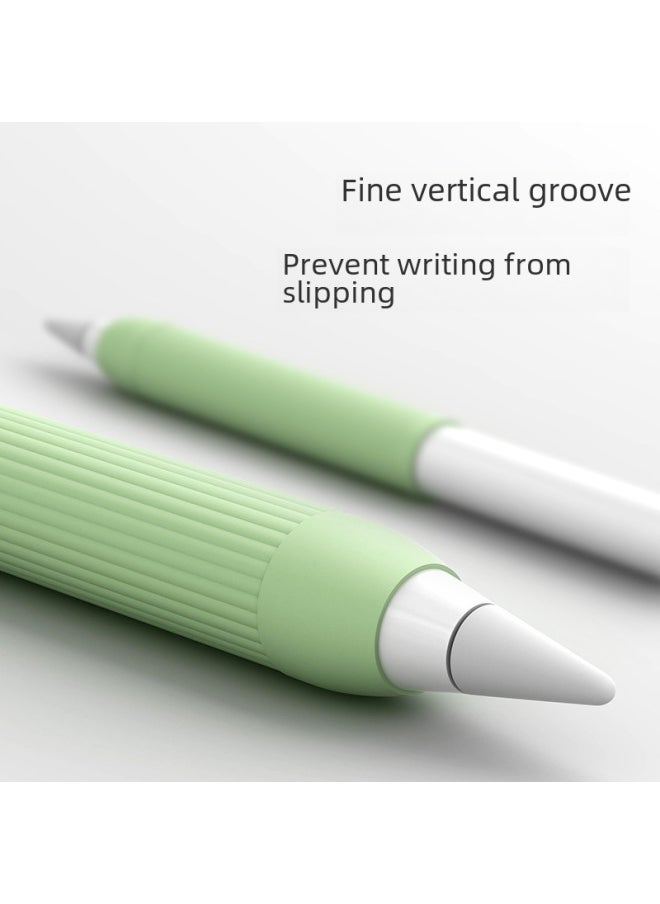 Generic - Suitable For Apple Pencil Two-generation Non-slip Wear-resistant Silicone Ultra-thin Universal Pen Grip Writing Pen Case-Color:Green - Image 1