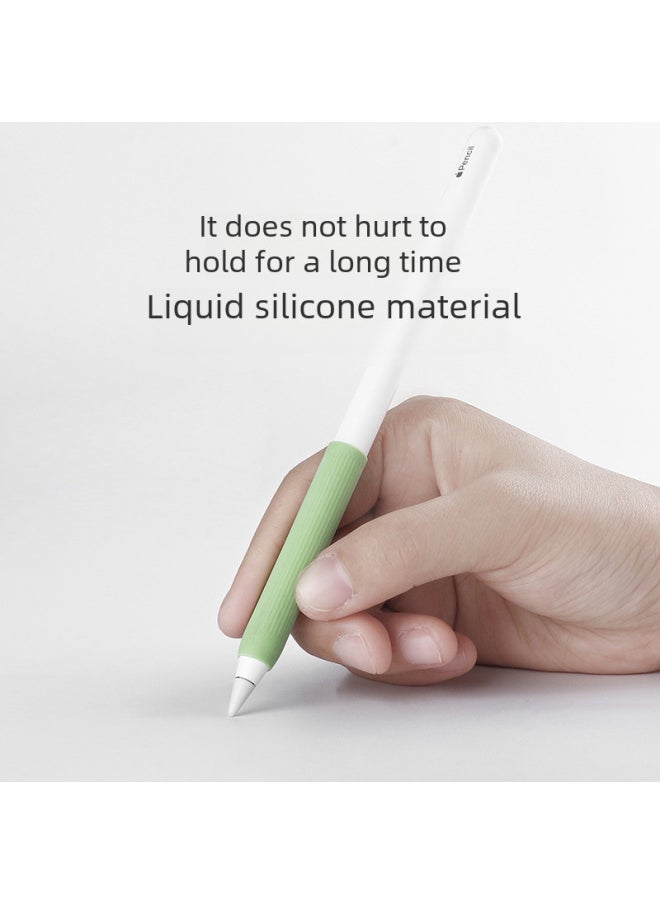 Generic - Suitable For Apple Pencil Two-generation Non-slip Wear-resistant Silicone Ultra-thin Universal Pen Grip Writing Pen Case-Color:Green - Image 1