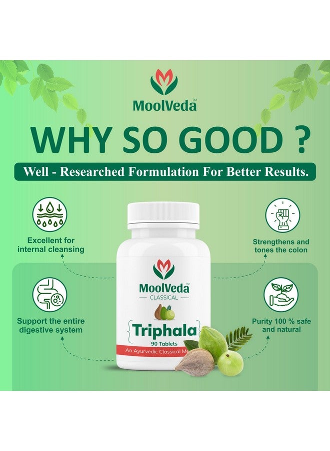Moolveda Triphala Tablets | Uses For Digestion, Constipation and Detox | 90 Veg Tablets - Image 3