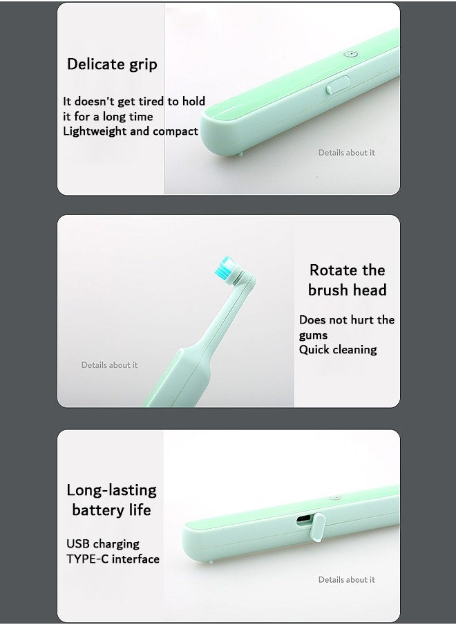 FIRSTAR Electric Toothbrush, Rechargeable Rotating Toothbrush with 2 Modes, for Adults and Kids (Green)  - Image 2