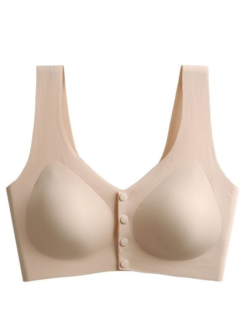 Comfy Thin Cup Front Button Nursing Bra  Beige