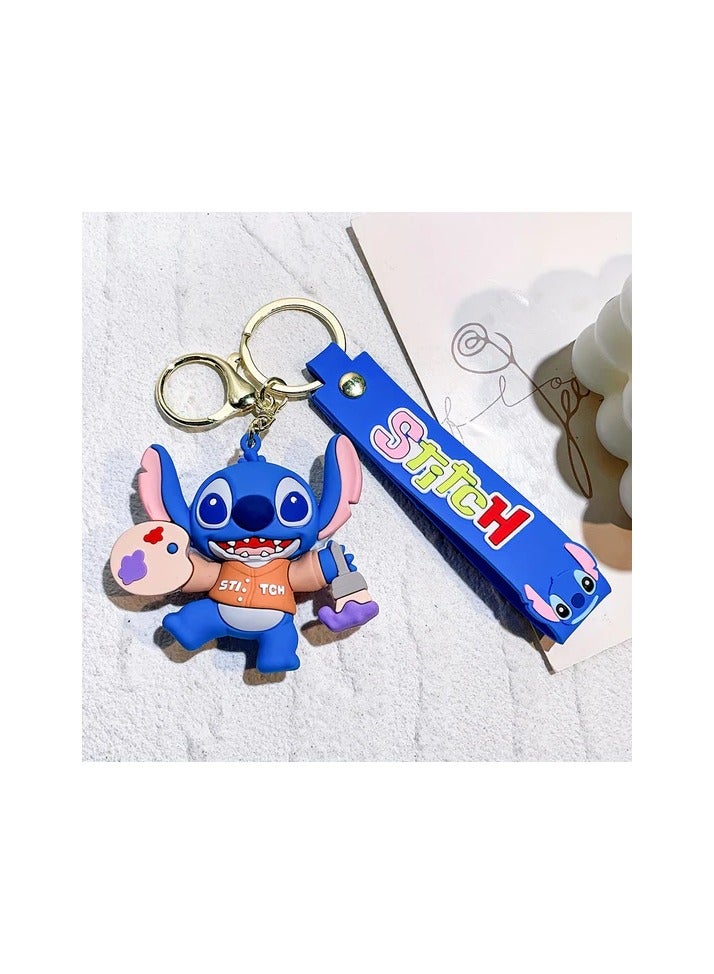 Disney Creative Cartoon 3d Silicone Stitch Pendant Keychain for Women Men Teens Backpack Bag Car Keys Accessories - Image 1