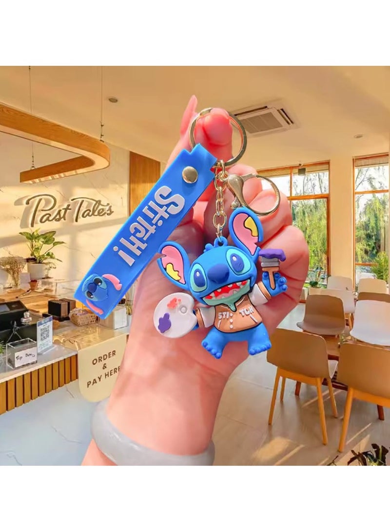 Disney Creative Cartoon 3d Silicone Stitch Pendant Keychain for Women Men Teens Backpack Bag Car Keys Accessories - Image 2