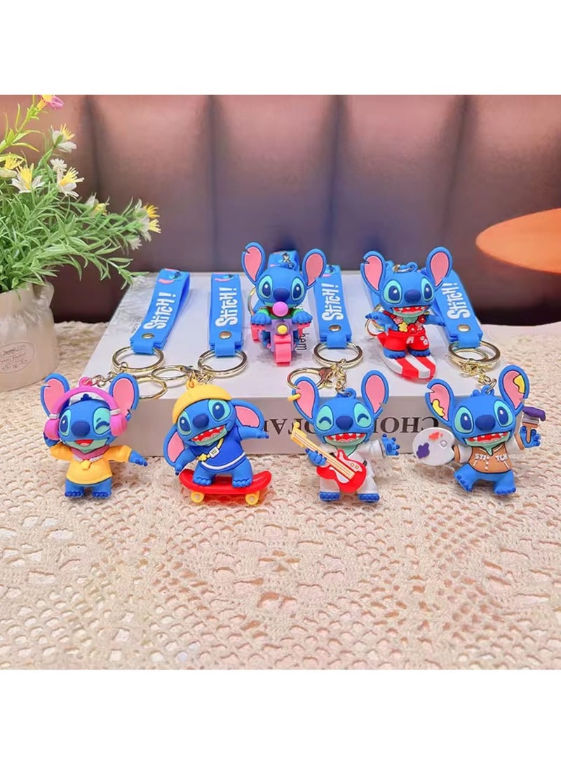 Disney Creative Cartoon 3d Silicone Stitch Pendant Keychain for Women Men Teens Backpack Bag Car Keys Accessories - Image 3