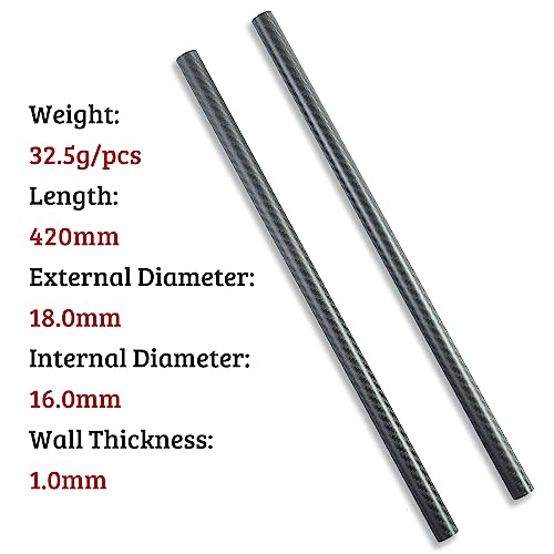 cncarbonfiber 2pcs 18mm Carbon Fiber Tube 18mmx16mmx420mm,3K Roll Wrapped Tube Twill Matte Finish - Image 2