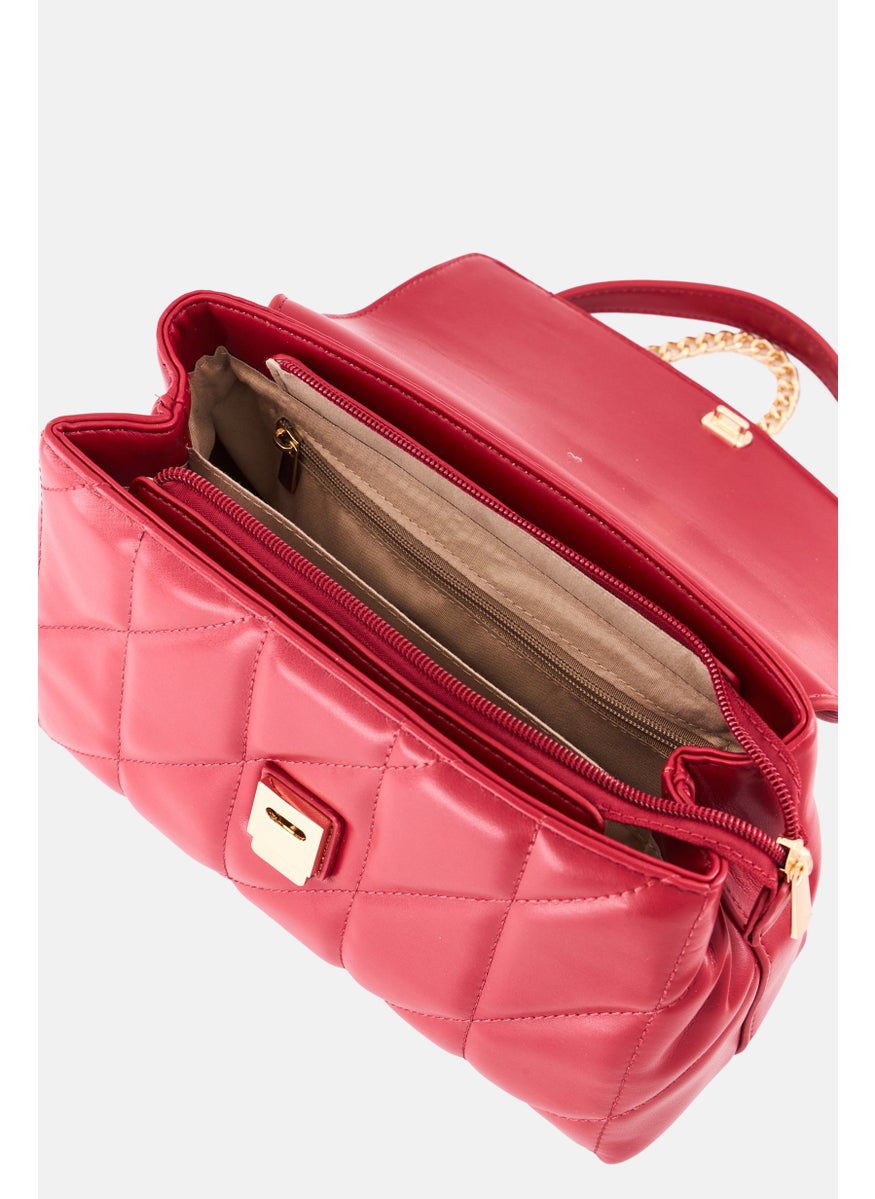 Kathy Ireland Women Brand Logo Leather Shoulder Bag, Red  - Image 3