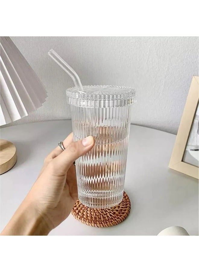 Iced Coffee Mug with Lid and Straw – 16oz/20oz Reusable Glass Tumbler for Cold Drinks | Aesthetic Mason Jar Cup with Bamboo Lid for Iced Coffee, Tea, Juice, Smoothies  - Image 1