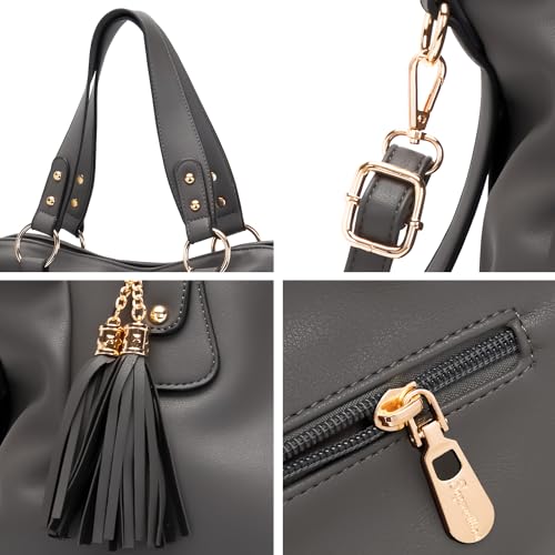 Soperwillton Fashion Handbag for Women Shoulder Bag Top Handle Satchel Hobo Tote Bag Purse Set 4pcs - Image 3