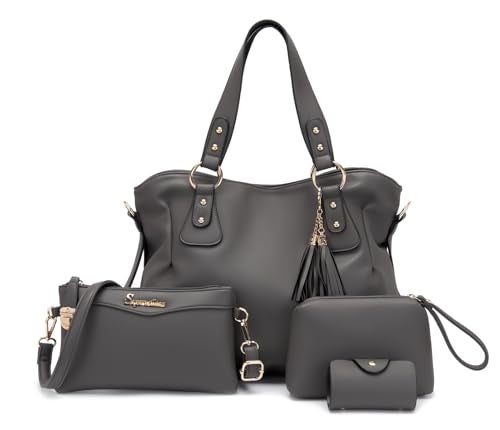 Soperwillton Fashion Handbag for Women Shoulder Bag Top Handle Satchel Hobo Tote Bag Purse Set 4pcs - Image 1