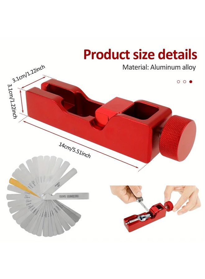 Red Universal Spark Plug Gap Tool With Feeler Gauge For 10 12 14 16mm Plugs - Image 2