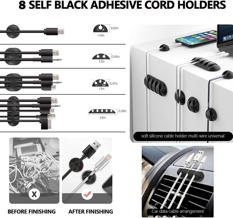 ANYOUI 273 Pcs Cable Management Organizer Kit, Cable Organizer For Home And Office. Useful For Power Cord, Desktop Cable Clips Bundle, Usb Cable, Tv Cable, Pc, Home Office Cord Holder For Desk Etc - Image 2