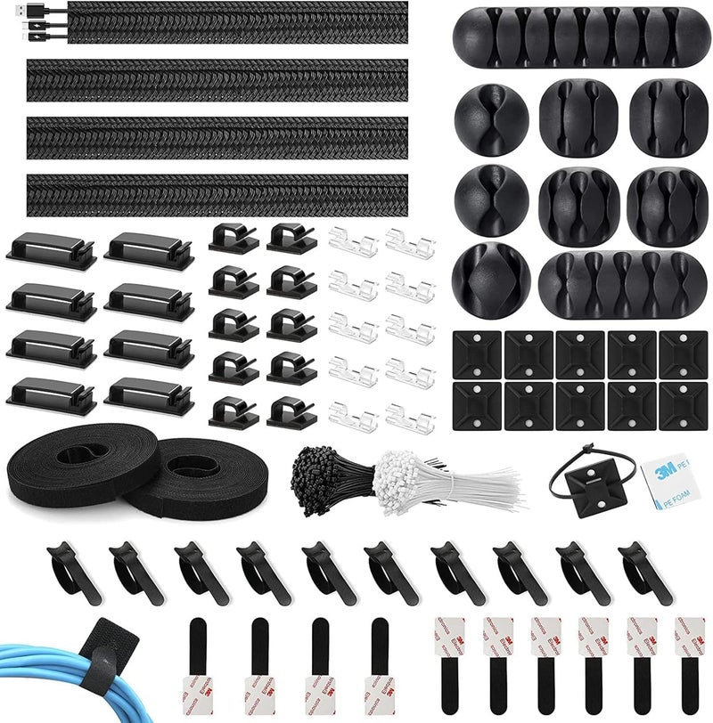 ANYOUI 273 Pcs Cable Management Organizer Kit, Cable Organizer For Home And Office. Useful For Power Cord, Desktop Cable Clips Bundle, Usb Cable, Tv Cable, Pc, Home Office Cord Holder For Desk Etc - Image 1