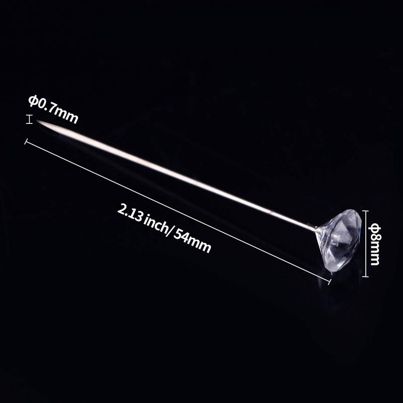 Senkary 200 Pieces Diamond Flower Pins 2.13 Inch Rhinestone Corsage Pins Crystal Head Straight Pins for Floral Bouquet Boutonniere, Clear - Image 2