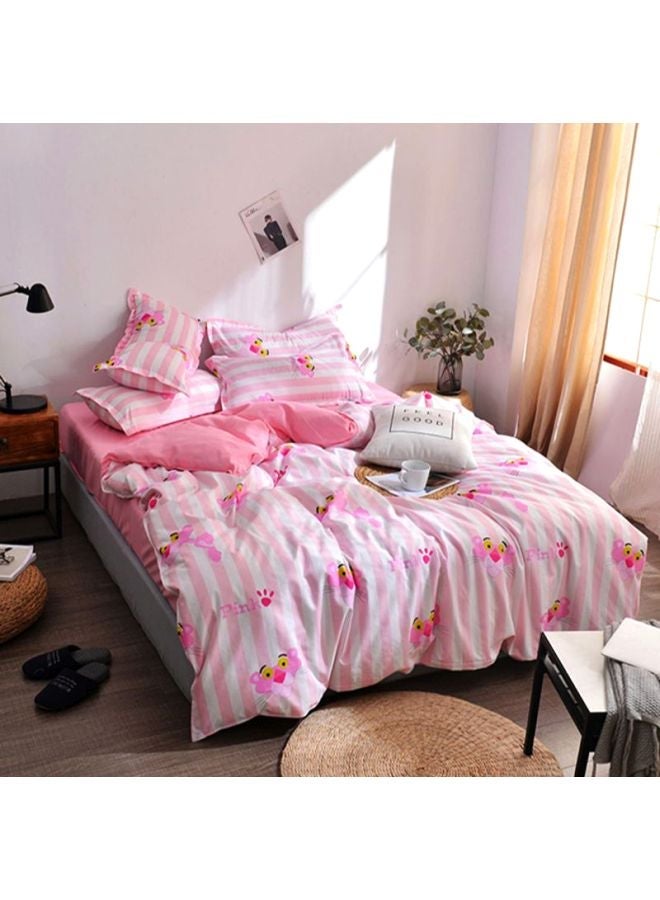 NIBEMINENT 3-Piece Cartoon Printed Bedding Set combination Pink/White/Yellow Pillow Case 48x74 cm, Bed Sheet 160x220 Quilt Cover 150x200cm - Image 1