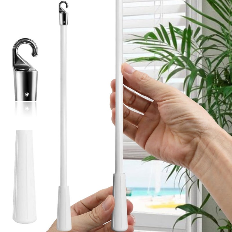 lofrcin Blind Wand Replacement with Hook, 17 Inches White Fiberglass Blind Tilt Wand for Window Pull Supplies (1 Pcs) - Image 1
