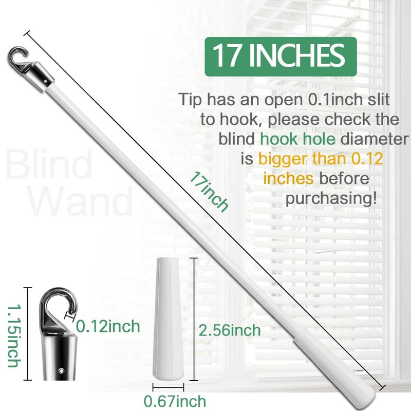 lofrcin Blind Wand Replacement with Hook, 17 Inches White Fiberglass Blind Tilt Wand for Window Pull Supplies (1 Pcs) - Image 2