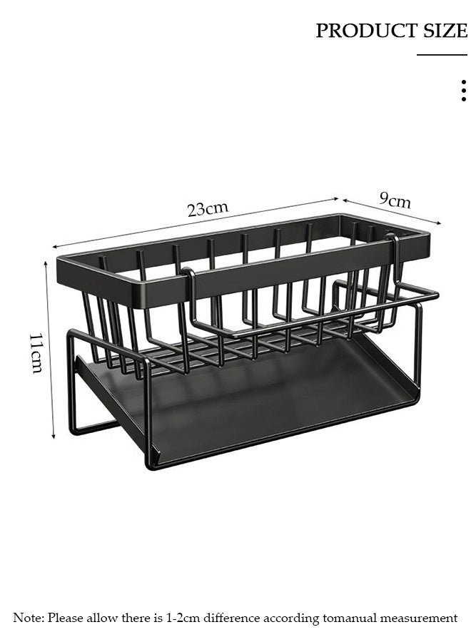 DUNISO حامل تجفيف الأطباق مع صينية تصريف ذاتية التصريف، حامل إسفنجة، مجفف أطباق كبير للحوض لمطبخ، مصفاة أطباق من الفولاذ المقاوم للصدأ مع حامل أدوات، ملحقات مطبخ وحمام فائقة - Image 2