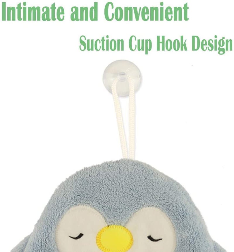 kesig 2 PES Cute Penguin Chenille Hand Towels, Cute Cartoon Kitchen Hanging, with Loops, Bathroom, Quick Dry Hand Bath Towel, Soft Absorbent -2 PES - Image 3