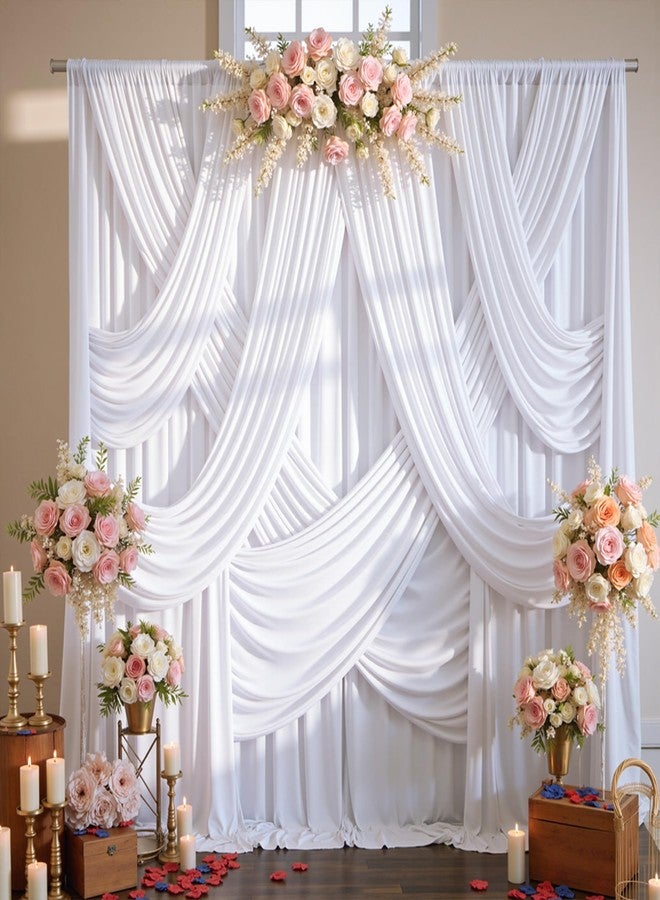 Htper 10x12 ft White Backdrop Curtain Panels for Wedding Parties, Wrinkle Free Polyester Photo Backdrop Drapes 12 ft Long Back Drop Cloth for Birthday Photography Background Party Backdrop - Image 1