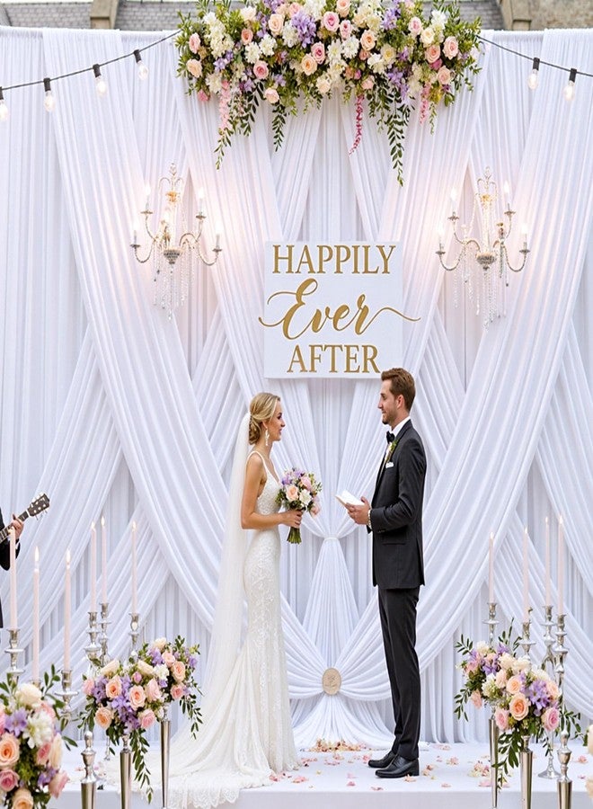 Htper 10x12 ft White Backdrop Curtain Panels for Wedding Parties, Wrinkle Free Polyester Photo Backdrop Drapes 12 ft Long Back Drop Cloth for Birthday Photography Background Party Backdrop - Image 5