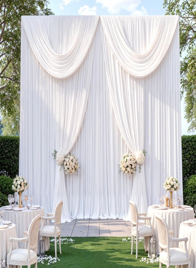 Htper 10x12 ft White Backdrop Curtain Panels for Wedding Parties, Wrinkle Free Polyester Photo Backdrop Drapes 12 ft Long Back Drop Cloth for Birthday Photography Background Party Backdrop - Image 3