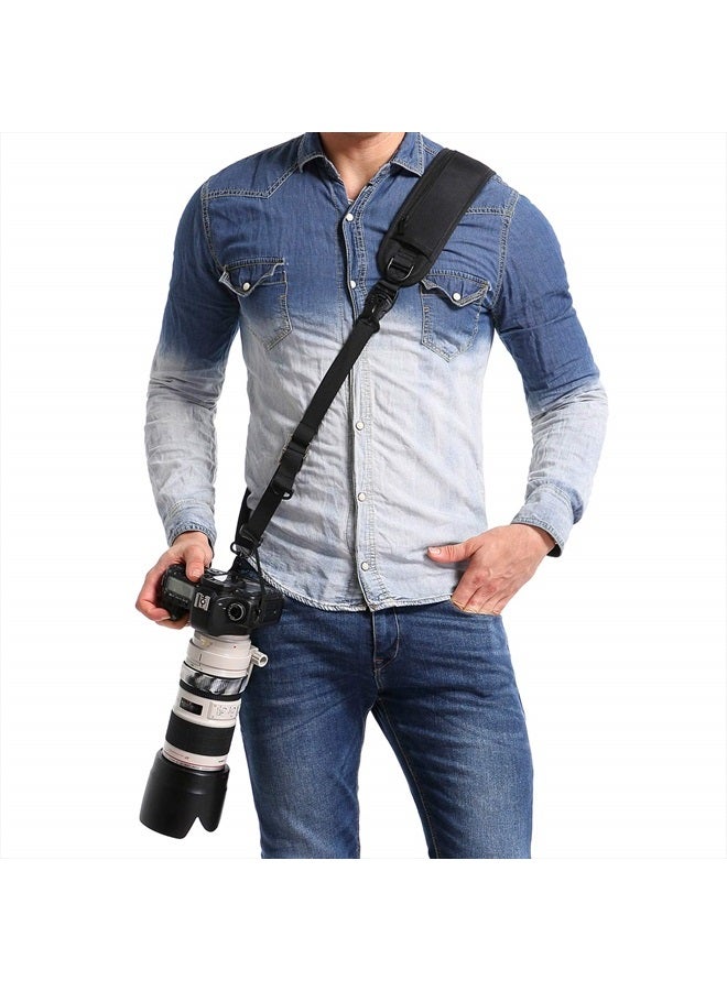 waka Rapid Camera Neck Strap with Quick Release and Safety Tether, Adjustable Camera Shoulder Sling Strap for Nikon Canon Sony Olympus DSLR Camera - Black - Image 1
