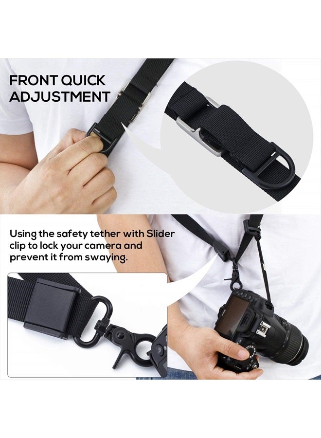 waka Rapid Camera Neck Strap with Quick Release and Safety Tether, Adjustable Camera Shoulder Sling Strap for Nikon Canon Sony Olympus DSLR Camera - Black - Image 5