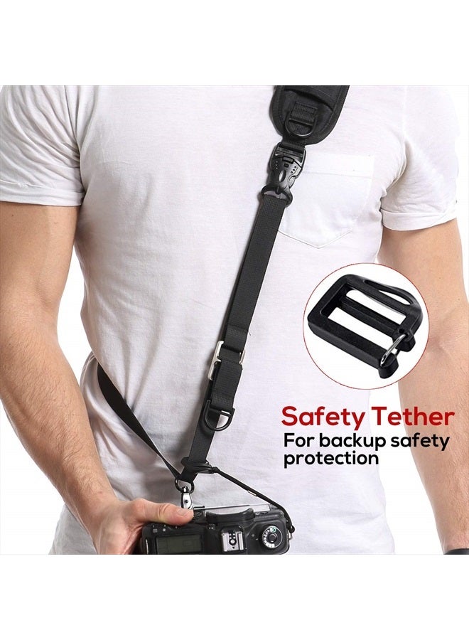 waka Rapid Camera Neck Strap with Quick Release and Safety Tether, Adjustable Camera Shoulder Sling Strap for Nikon Canon Sony Olympus DSLR Camera - Black - Image 4