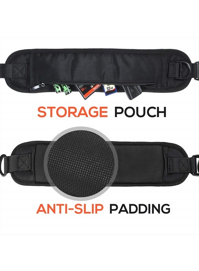 waka Rapid Camera Neck Strap with Quick Release and Safety Tether, Adjustable Camera Shoulder Sling Strap for Nikon Canon Sony Olympus DSLR Camera - Black - Image 3