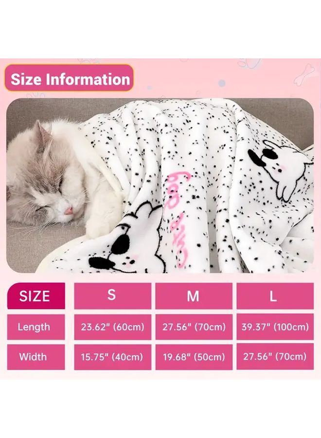1pc Double Layer Thickened Pet Blanket Black And White Spots Soft Fluffy Cat Blanket With Cute Cartoon Print Warm Cozy For Indoor Cats Ideal Winter Bedding For Small To Medium Pets Plush Material Size 15.75 23.62 Inch - Image 4