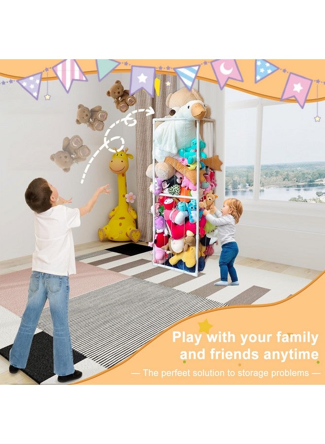 Cerpourt Stuffed Animal Storage,PVC Tube Zoo Stuffed Animal Holder with Elastic Band,Space Save Vertical Kids Plush Toy Organizer,Ideal for Boys Girls Nursery Playroom Kidroom Bedroom-White - Image 4