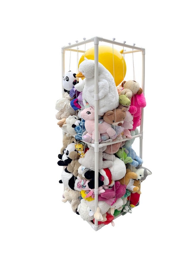 Cerpourt Stuffed Animal Storage,PVC Tube Zoo Stuffed Animal Holder with Elastic Band,Space Save Vertical Kids Plush Toy Organizer,Ideal for Boys Girls Nursery Playroom Kidroom Bedroom-White - Image 1